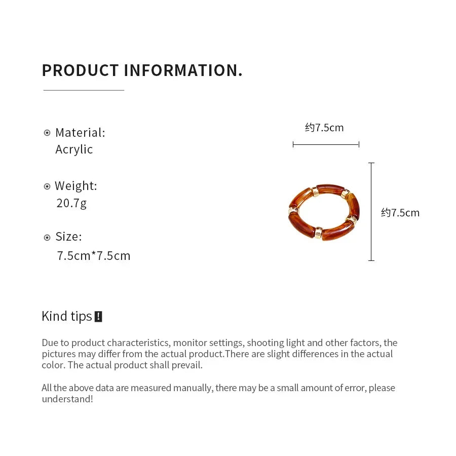 luckacco splicing bamboo tube acrylic smudging bangles for women men fashion geometric elastic bracelets bangles jewelry couple gifts f