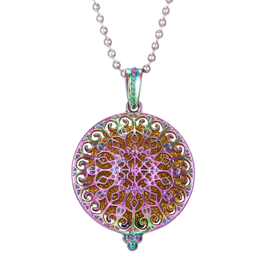 Luckacco New Colorful Aromatherapy Necklace Vintage Flower Butterfly Tree Owl Essential Oil Diffuser Necklace Perfume Lockets Pendants