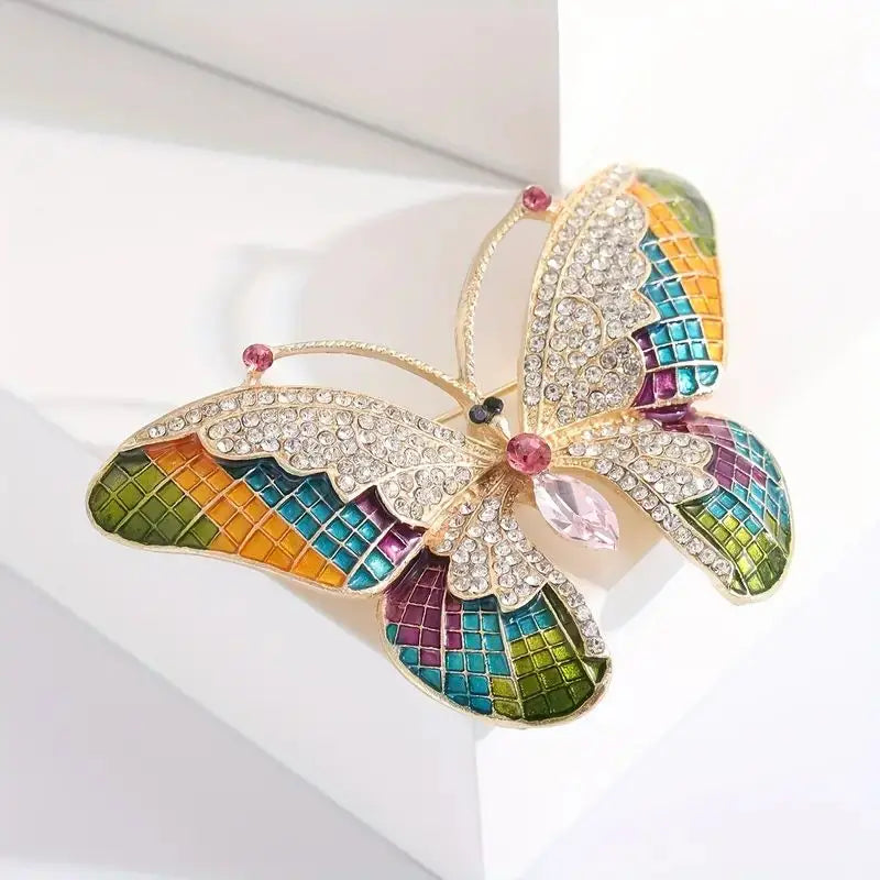 luckacco trendy multicolour alloy butterfly brooches for women metal crystal insect brooch party birthday winter jewelry