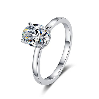 Luckacco D color moissanite ring pigeon egg 18K gold inlaid 2-carat row ring wedding ring moissanite ring platinum PT950 imprint