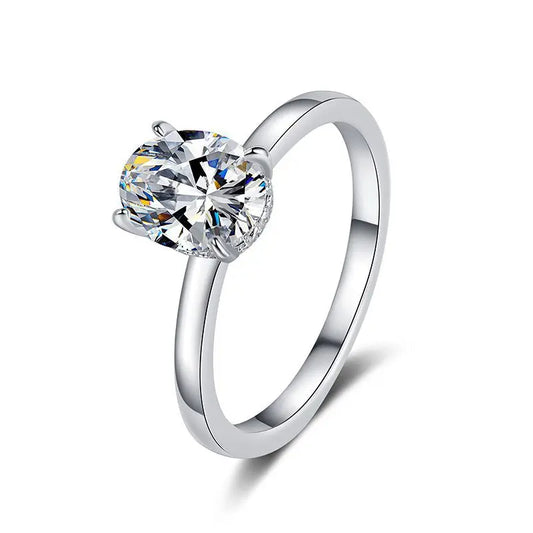 Luckacco D color moissanite ring pigeon egg 18K gold inlaid 2-carat row ring wedding ring moissanite ring platinum PT950 imprint