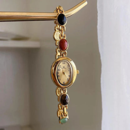 Luckacco BS Bee Sister Gold Oval Dial Watches For Women Vintage Alloy Quartz Woman Watch Fashion Casual Dress Women's Wristwatches