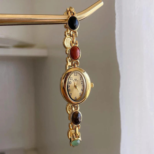 Luckacco BS Bee Sister Gold Oval Dial Watches For Women Vintage Alloy Quartz Woman Watch Fashion Casual Dress Women's Wristwatches