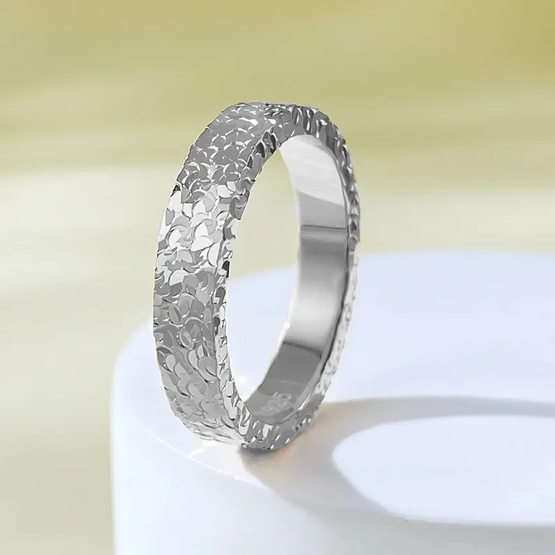 luckacco stainless steel 4mm broken ice rings women size 5/6/7/8/9/10# gold color bling finger ring wedding band jewelry girlfriend gifts