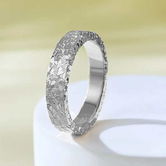 Luckacco Stainless Steel 4mm Broken Ice Rings Women Size 5/6/7/8/9/10# Gold Color Bling Finger Ring Wedding Band Jewelry Girlfriend Gifts