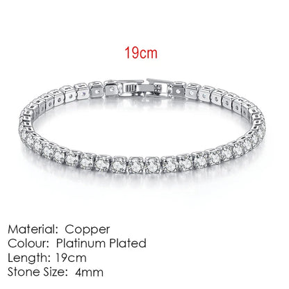 Luckacco Fashion Multicolor Tennis Bracelet for Women 2.5/3/4/5mm Zirconia Charm Designer Tennis Chain Men Bracelet Wedding Jewelry KC128