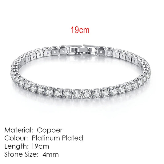 Luckacco Fashion Multicolor Tennis Bracelet for Women 2.5/3/4/5mm Zirconia Charm Designer Tennis Chain Men Bracelet Wedding Jewelry KC128