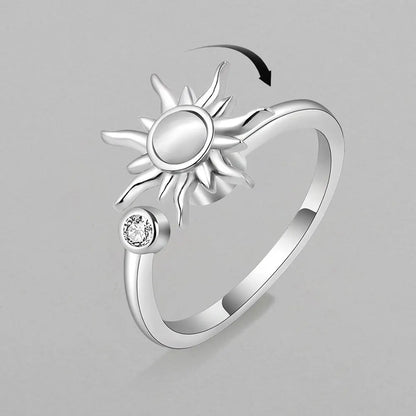 Luckacco 925 Sterling Silver Zircon Sunflower Spinner Rings for Women Adjustable Anti Stress Rings Fashion Party Gift 2022 New Hot Sale