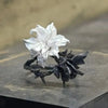 Luckacco Mandala Flower Exquisite Black and White Ring for Women Personality Metal Punk Party Finger Ring Fashion Jewelry Accessories