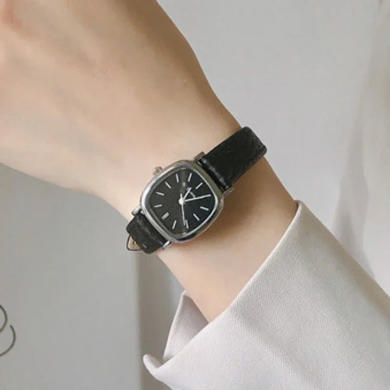 luckacco retro brown women watches qualities small ladies wristwatches vintage leather bracelet watch fashion brand female envío gratis