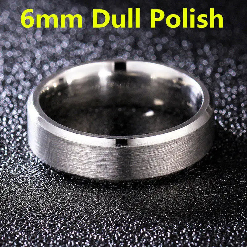 luckacco 4-8mm dull polish silver color titanium ring for men and women personalized ring customize engraved