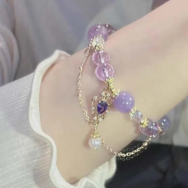 luckacco new luxury elegant crystal beads bracelet for women butterfly dreamcatcher tassel charm bracelet girl party fashion jewelry gift