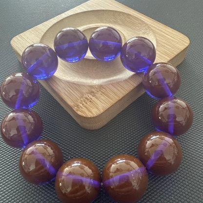 Luckacco 16Mm Bracelet Blue Amber Lucky