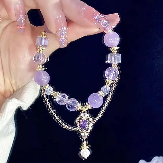 Luckacco New Luxury Elegant Crystal Beads Bracelet for Women Butterfly Dreamcatcher Tassel Charm Bracelet Girl Party Fashion Jewelry Gift