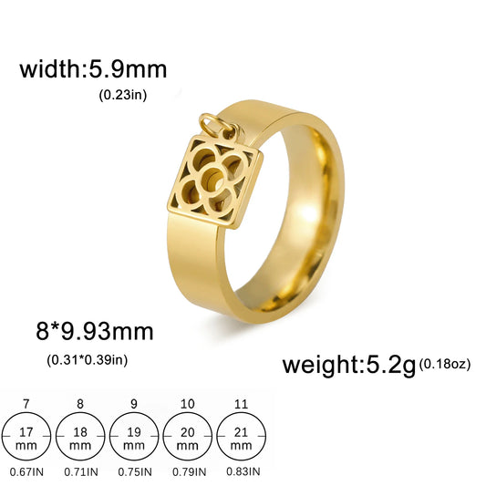 Luckacco Unift Women Stainless Steel Charms Rings Flower Leaf Spider Paw Pendant Finger Ring Fashion Minimalist Couple Jewelry