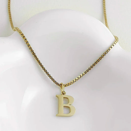 Luckacco Initial necklace letter pendant chamrs stainless steel Necklace jewelry Women's Necklace Box Chain Choker woman trend 2025 gift