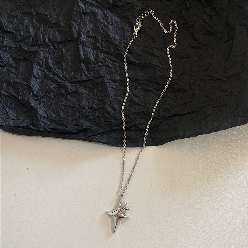 luckacco gothic vintage y2k red glass heart star cross pendant pearl bead necklace for women men aesthetic 90s grunge accessories jewelry