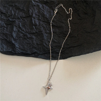 Luckacco Gothic Vintage Y2K Red Glass Heart Star Cross Pendant Pearl Bead Necklace For Women Men Aesthetic 90s Grunge Accessories Jewelry