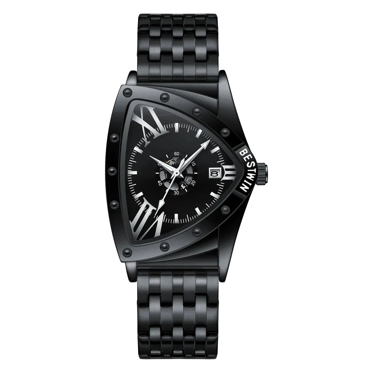 luckacco men watches unique design top brand luxury men's wrist watches quartz wristwatch fashion male clock stainless steel band