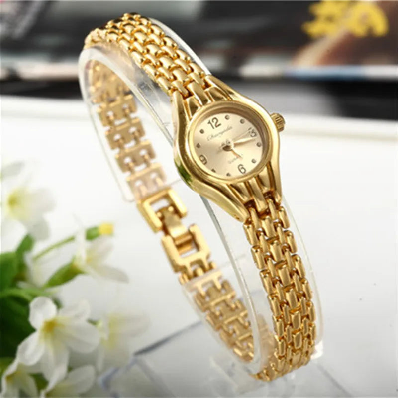 luckacco women bracelet watch mujer golden relojes small dial quartz leisure popular wristwatch hour female ladies elegant relogio clock