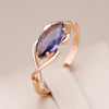 Luckacco Kinel Sparkling Rhombus Purple Natural Zircon Rings for Women Luxury Unusual 585 Rose Gold Color Party Daily Jewelry 2023 New