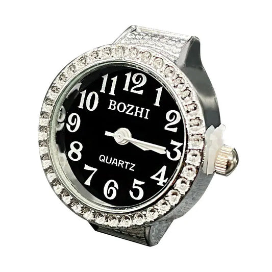 Luckacco Steel Fun New Roman Quartz Finger Watch Rings Vintage Punk Mini Elastic Strap Alloy Watches Couple Rings Jewelry Clock Women Men