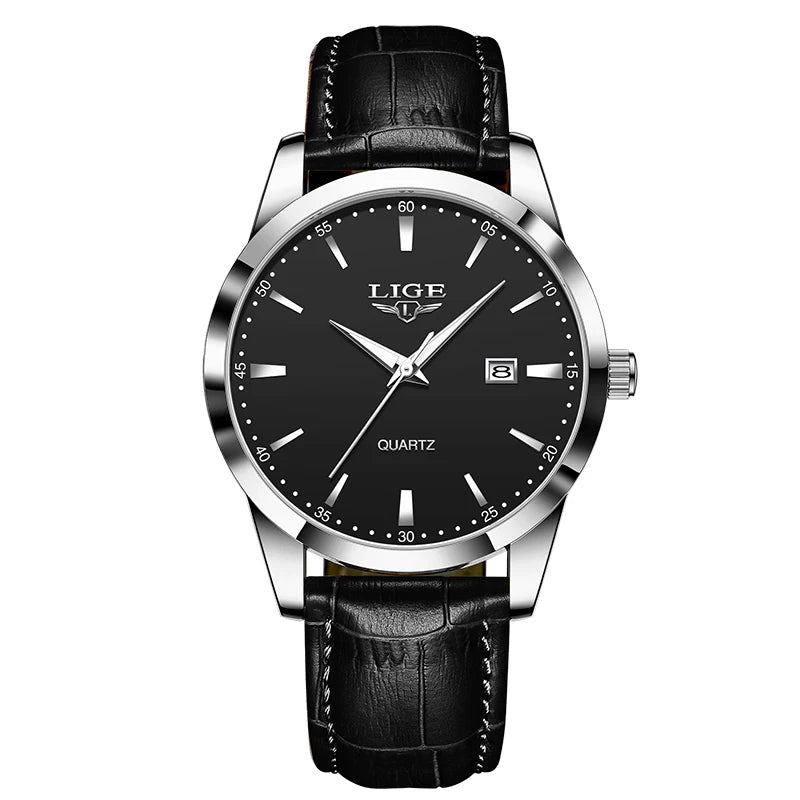 luckacco lige military watch for men fashion business watch men casual leather sport waterproof men's quartz wristwatches reloj hombre