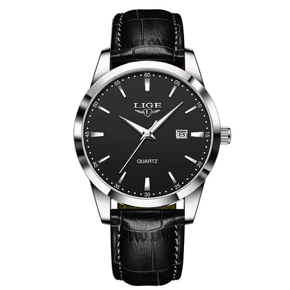 Luckacco LIGE Military Watch For Men Fashion Business Watch Men Casual Leather Sport Waterproof Men's Quartz Wristwatches Reloj Hombre