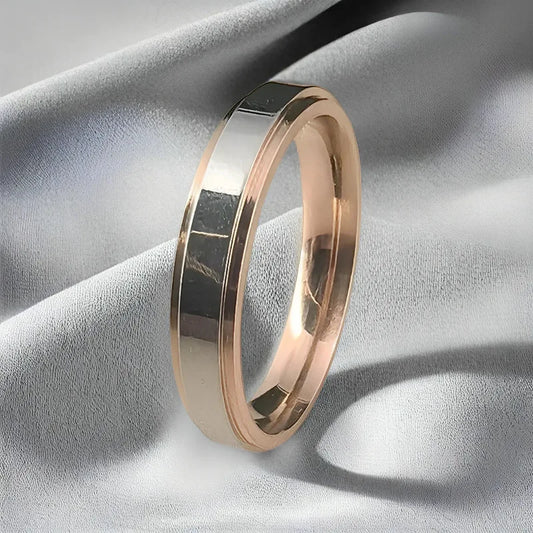 Luckacco 6MM Fashion Polished Rose Gold Titamium Steel Rings High Quality Simple Women Wedding Band Jewelry Party Accessories For Gift