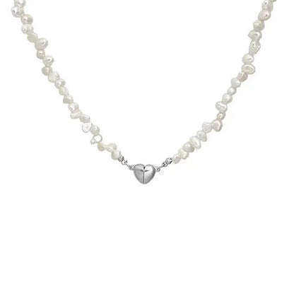 Luckacco Korean Fashion Pearl Chain Choker Necklace for Women Girls 2022 Trend Jewelry Heart Pendant Necklace Bridal Engagement