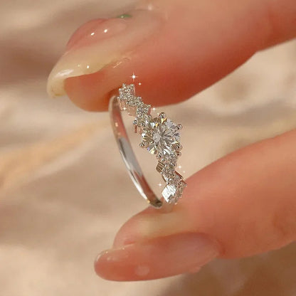 Luckacco Creative Luxury Zircon Rings For Women Opening Adjustable Weave Rhinestone Ring Korean Engagement Wedding Jewelry Fashion