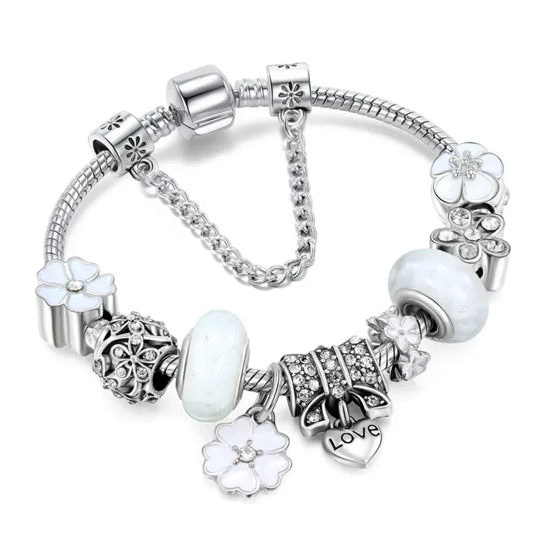 luckacco 1 best-selling bracelet trendy diy boutique glass inlaid diamond bracelet with pan family style personalized jewelry bracelet