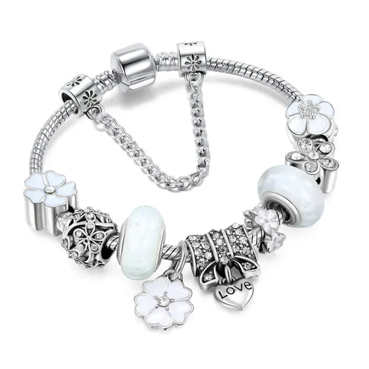 Luckacco 1 best-selling bracelet trendy DIY boutique glass inlaid diamond bracelet with Pan family style personalized jewelry bracelet
