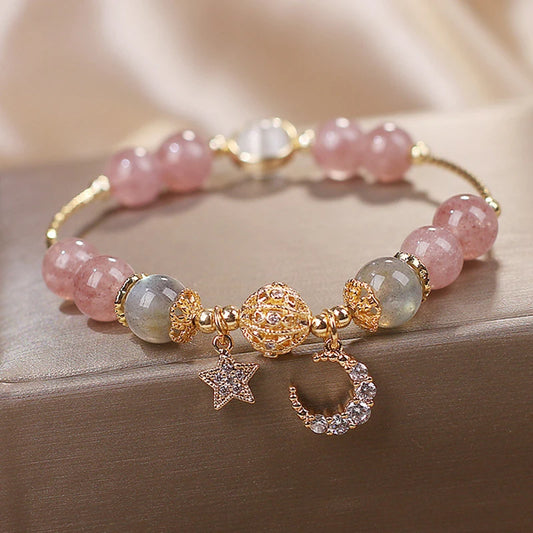 Luckacco Unique Fashion Firecracker Crystal Beaded Bracelet Friendship Glass Bracelets For Girls Star Moon Cloud Flower Jewelry