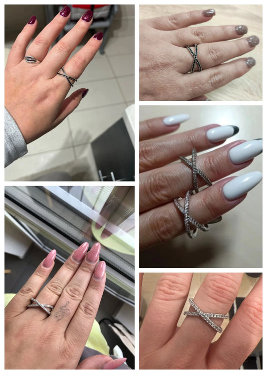 Luckacco daily picks Luxury Cross X Shape Women Engagement Ring Full Paved CZ Stone Silver Color Elegant Simple Female Jewelry Ring Hot Sale