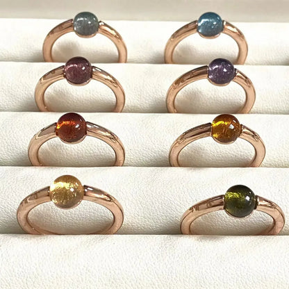 Luckacco 6mm Simple Round Ring Starry Sky Style Ring Blue Crystal Ring For Women Fashion Jewelry Party Gift