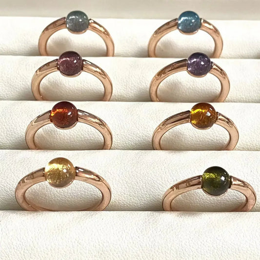 Luckacco 6mm Simple Round Ring Starry Sky Style Ring Blue Crystal Ring For Women Fashion Jewelry Party Gift
