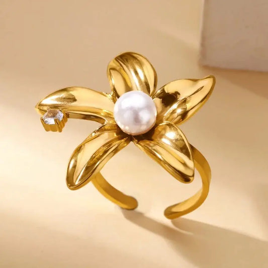 Luckacco Luxury Zircon Geometric Rings for Women Gold Color Adjustable  Stainless Steel Heart Flower Ring Wedding Fashion Jewelry Gift