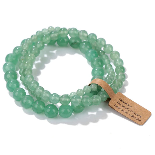 Luckacco Green Agates Stone Bead Bracelet Set 4 6 8MM Natural Labradorite Opal Turquois Bracelet With Tag Stretch Bangle Jewelry Gift
