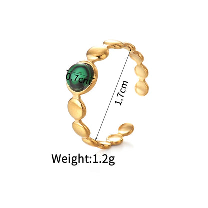 Luckacco Multiple Styles 14K Gold Color Adjustable Ring Stainless Steel Natural Stone Turquoise Zircon Rings For Women Girl Jewelry Gifts