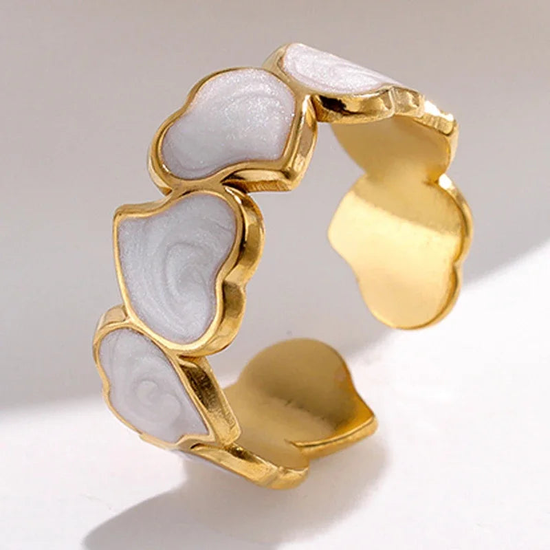 luckacco retro gold color double oil drip open rings for women luxury irregular adjustable finger ring 2025 new trendy wedding jewelry