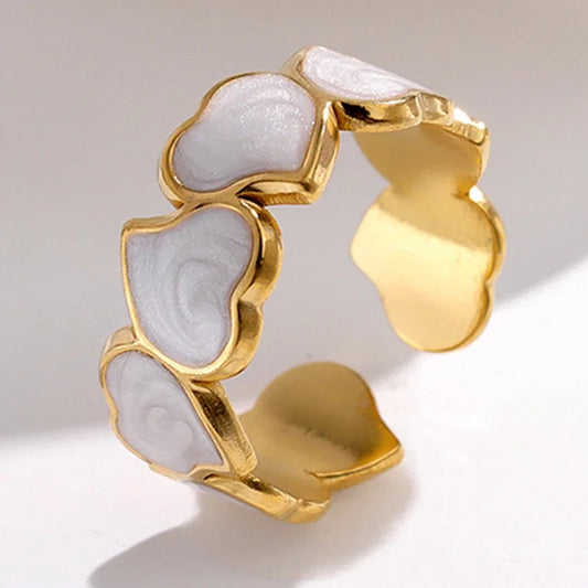 Luckacco Retro Gold Color Double Oil Drip Open Rings for Women Luxury Irregular Adjustable Finger Ring 2025 New Trendy Wedding Jewelry