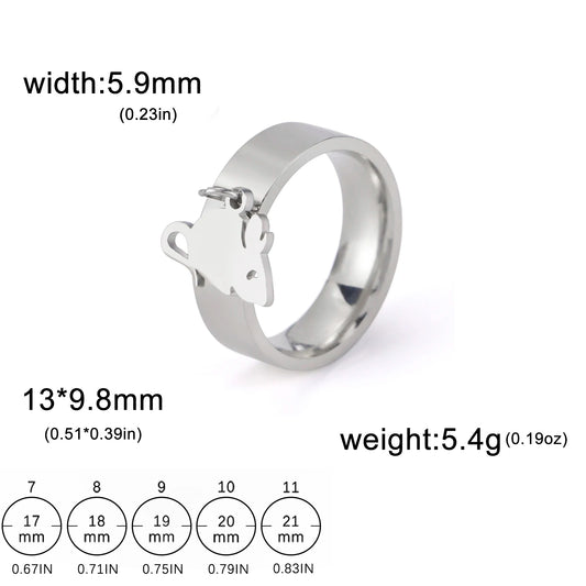 Luckacco Unift Women Stainless Steel Charms Rings Flower Leaf Spider Paw Pendant Finger Ring Fashion Minimalist Couple Jewelry