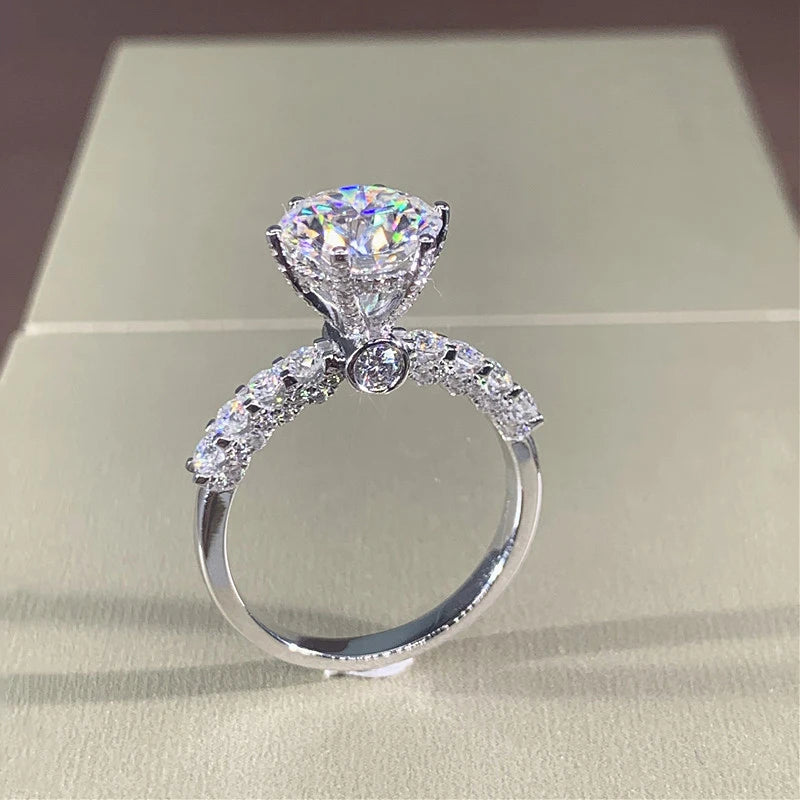 luckacco daily picks 4 claws round cubic zirconia crystal rings for women luxury bride wedding rings proposal engagement bands trendy jewelry