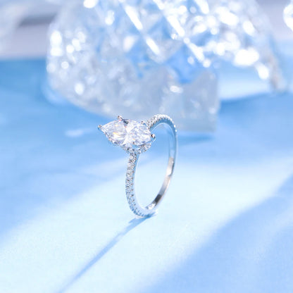 Luckacco QooLady Fashion 925 Sterling Silver Marquise Cut Cubic Zircon Dazzling Wedding Engagement Rings for Women Fine Jewelry SE012