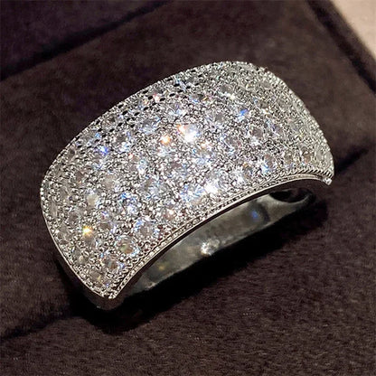 Luckacco 2025 Full Bling Iced Out Rings for Women Luxury Silver Color Crystal Finger  Wedding Engagement Bands Hot Trendy Jewelry