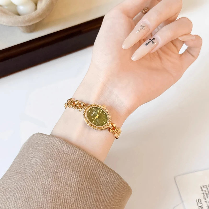 luckacco elegant ladies quartz watch gold bracelet small wrist clock stylish waterproof high quality watches for women
