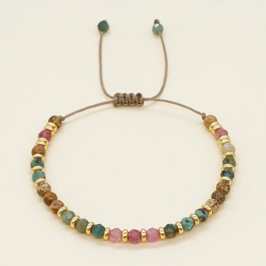 Luckacco Go2Boho 2023 New Natural Stone Bracelet Fashion Vintage Jewelry Gold Color Spacer Beaded Bracelets for Women Adjustable Braclets