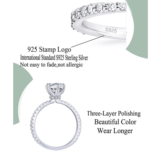 Luckacco QooLady Fashion 925 Sterling Silver Marquise Cut Cubic Zircon Dazzling Wedding Engagement Rings for Women Fine Jewelry SE012