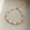 Luckacco Pink Daisy beaded flower bracelet, a gift for her,